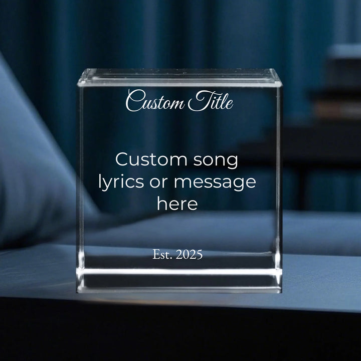 Custom Engraved Song Lyrics Crystal - Square, Rectangle, Heart