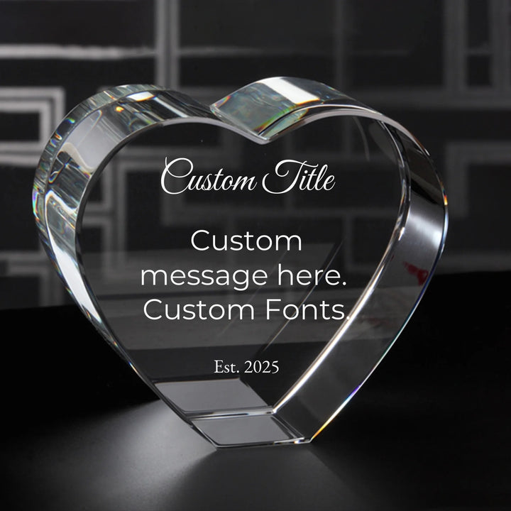 Custom Engraved Message Crystal - Square, Rectangle, Heart