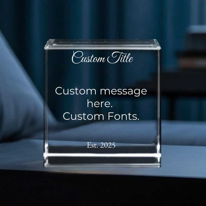 Custom Engraved Message Crystal - Square, Rectangle, Heart