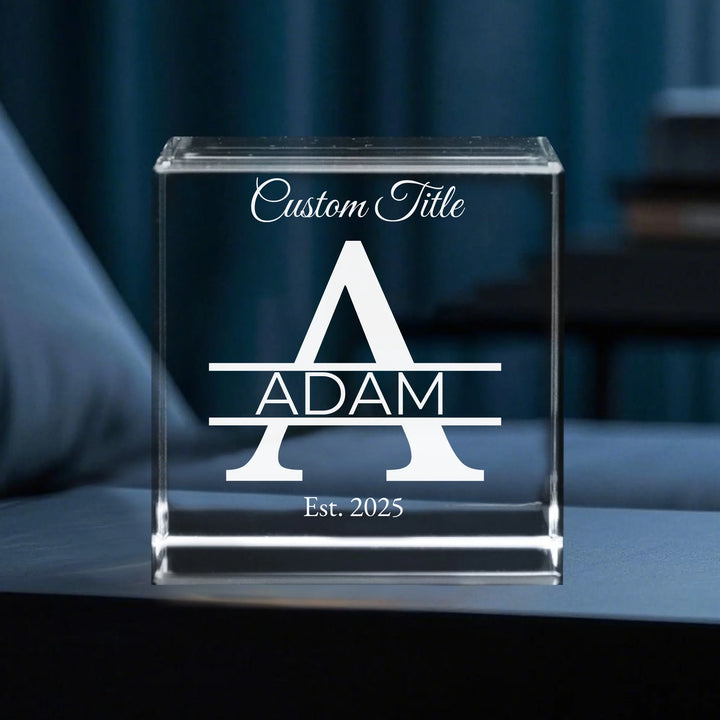 Custom Engraved Monogram Crystal - Square, Rectangle, Heart