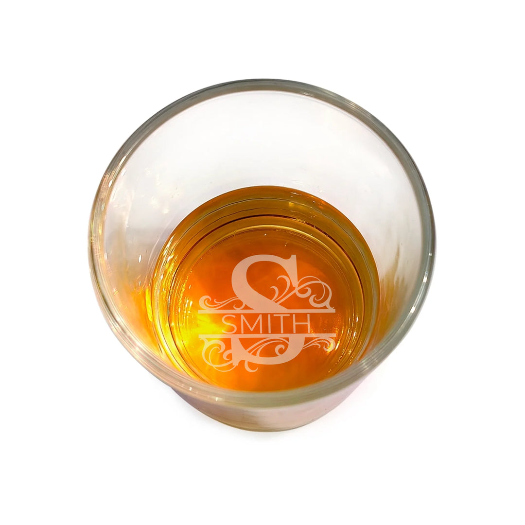 Custom Elegant Monogram Glass-Bottom Engraved