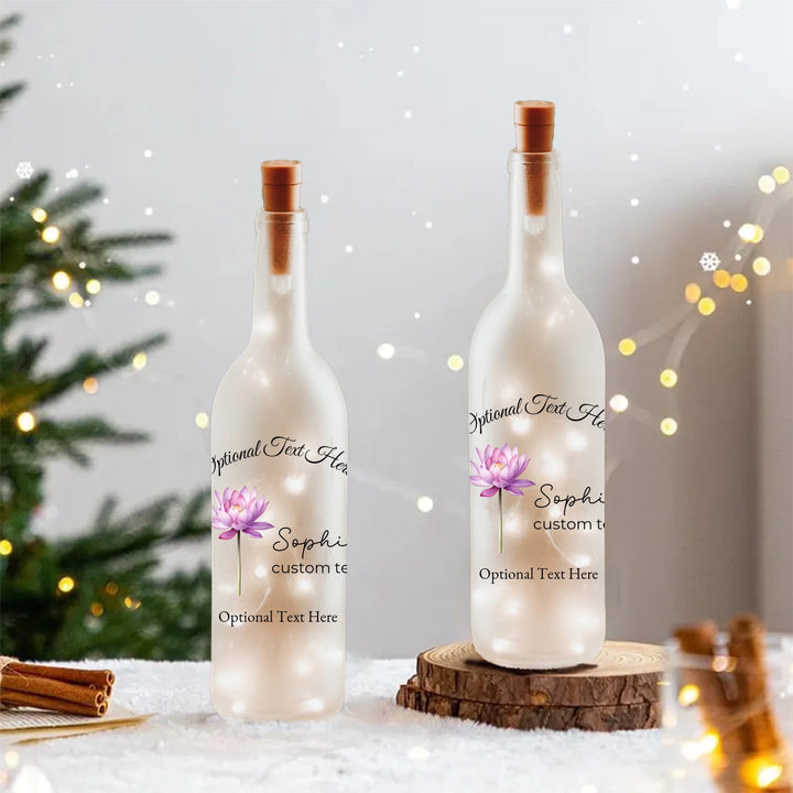 Custom Birth Month Flower LED Bottle Lamp