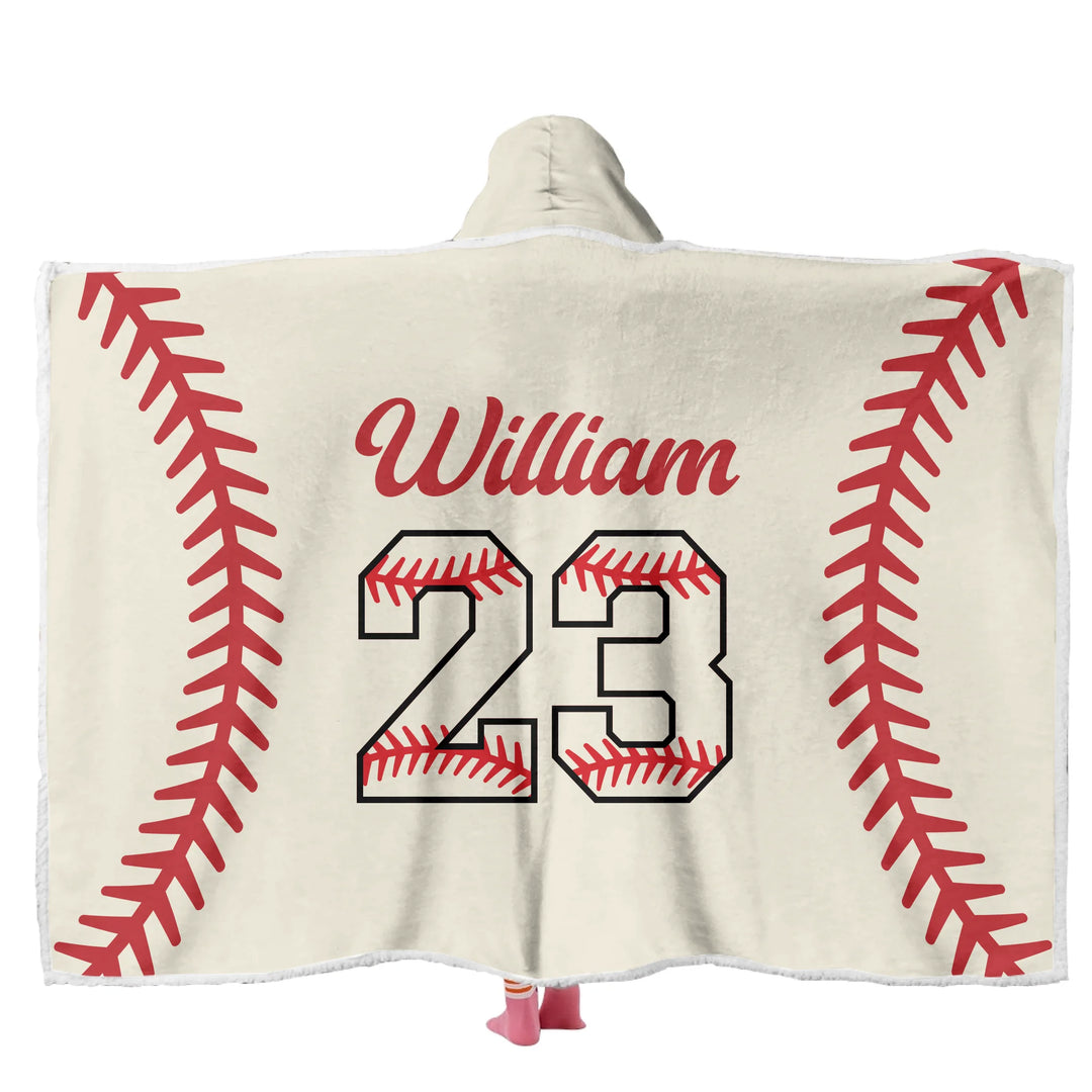Custom Baseball Wearable Hooded Blanket
