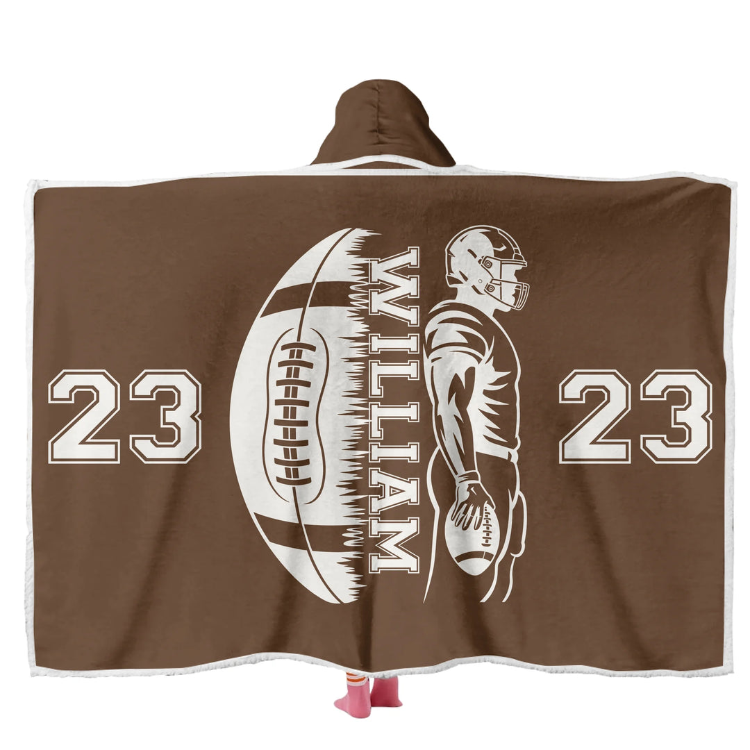 Custom Football Wearable Hooded Blanket
