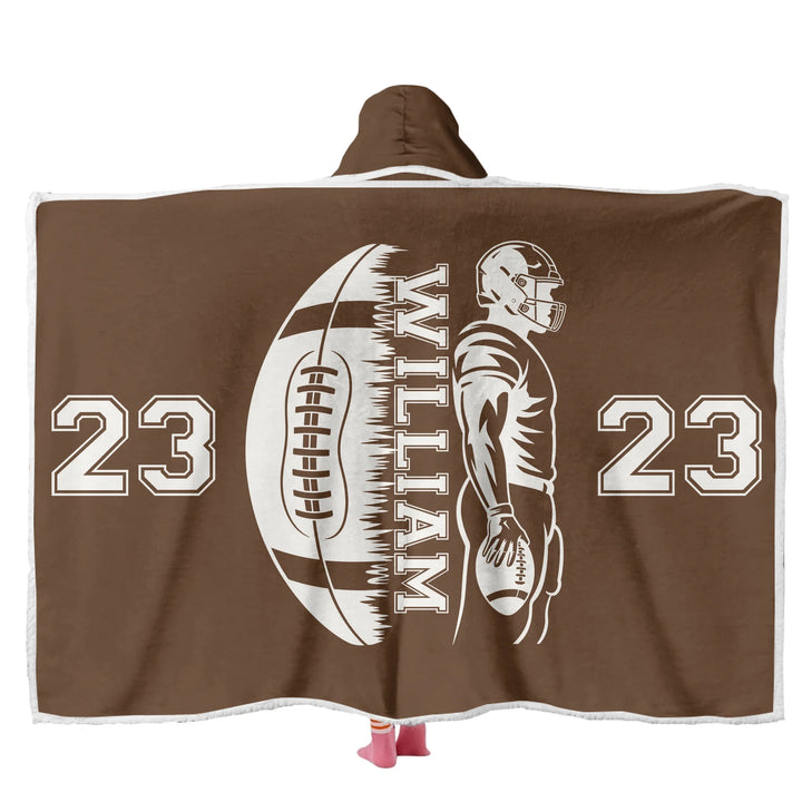 Custom Football Wearable Hooded Blanket