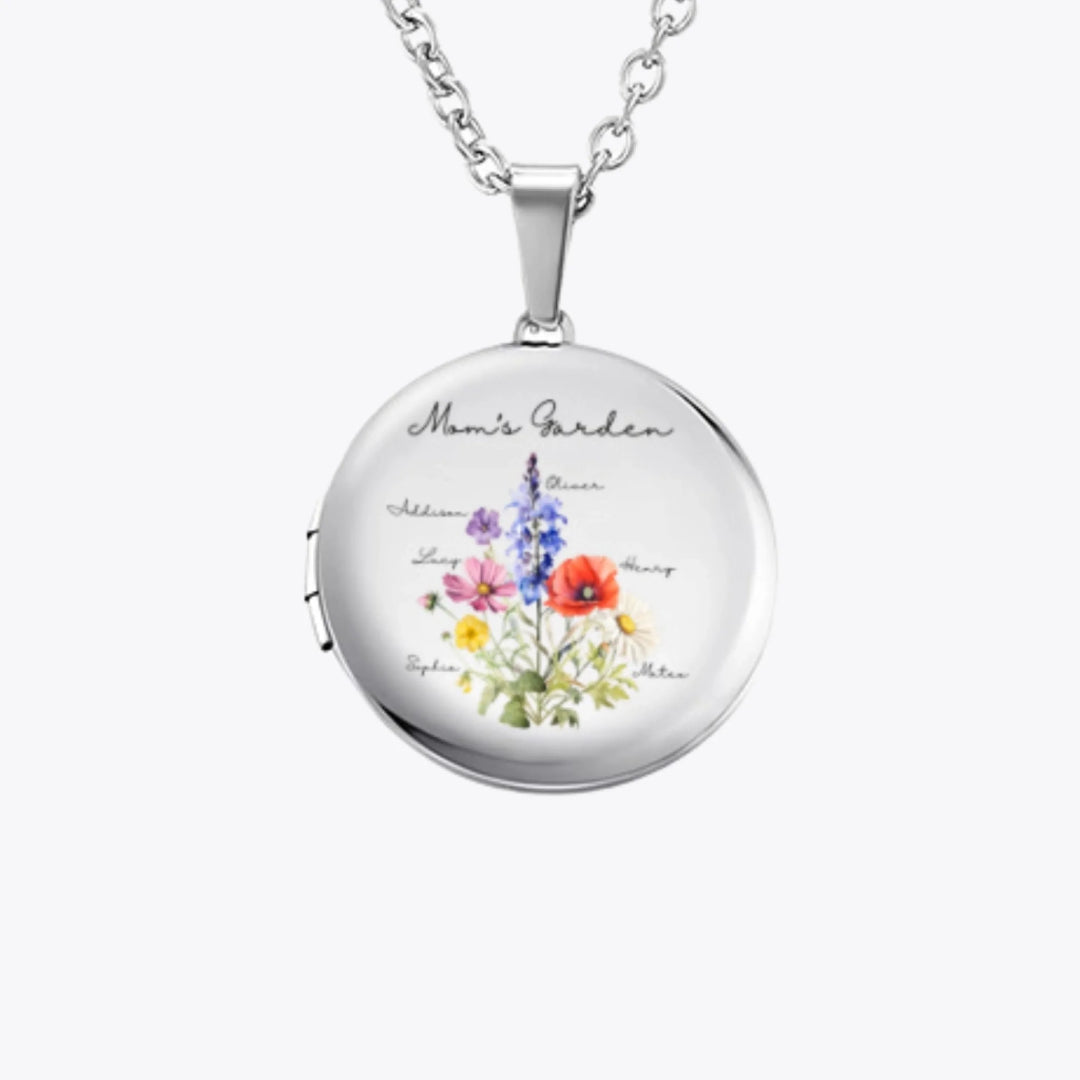 custom circle locket necklace 2 sided print