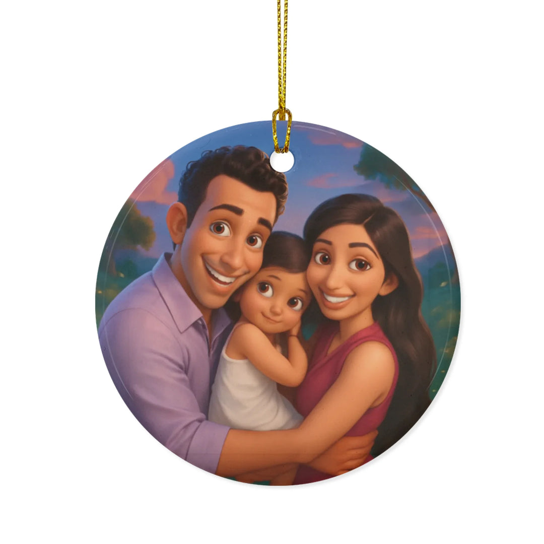 Custom Fairy-Tale Storybook Style Portrait Ornament - Ceramic, Glass, Pewter - Circle or Heart - ART-ORN883.1