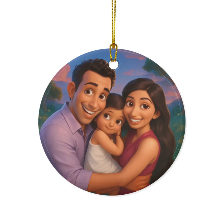 Custom Fairy-Tale Storybook Style Portrait Ornament - Ceramic, Glass, Pewter - Circle or Heart - ART-ORN883.1