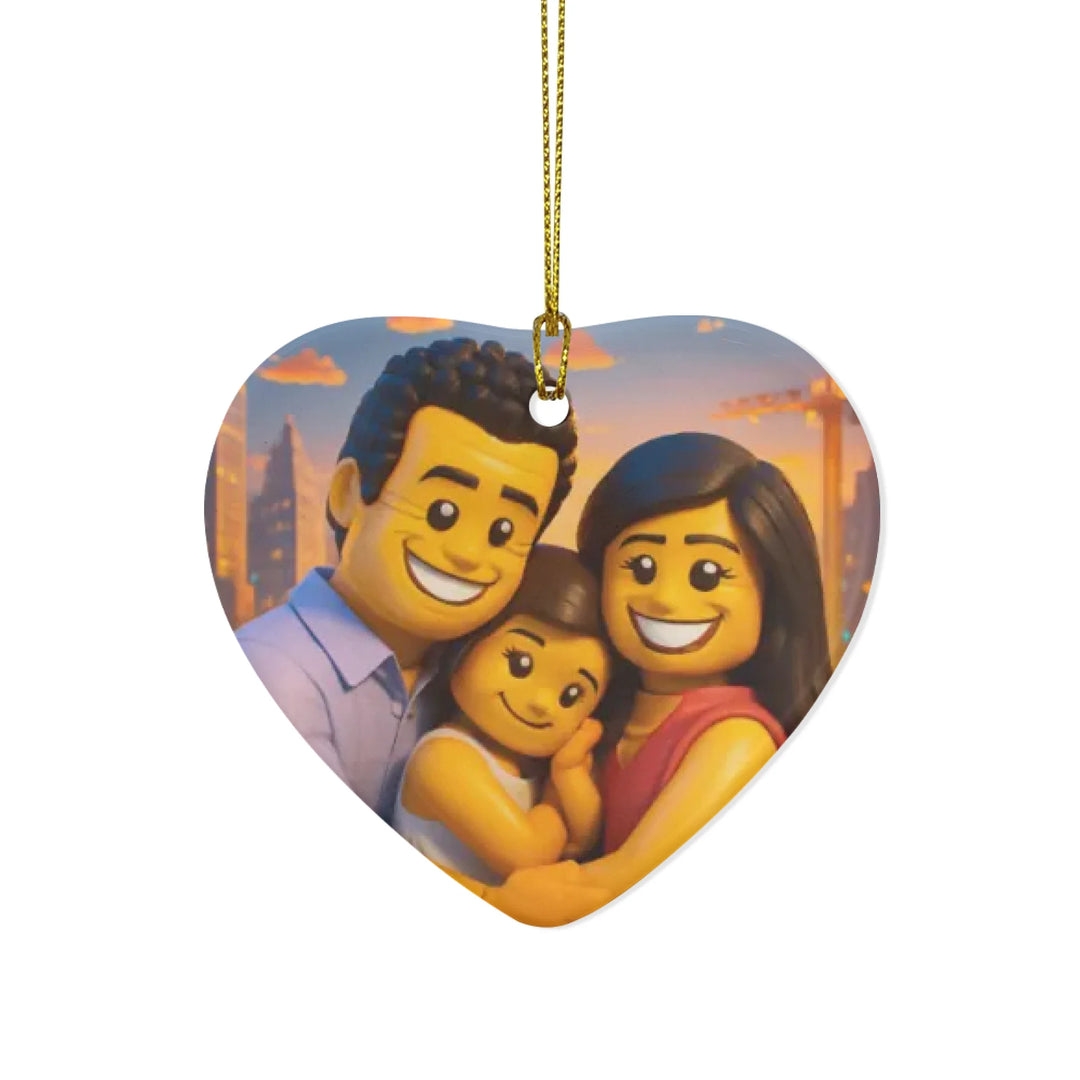 Custom Brick-Style Character Portrait Ornament - Ceramic, Glass, Pewter - Circle or Heart - ART-ORN883.2