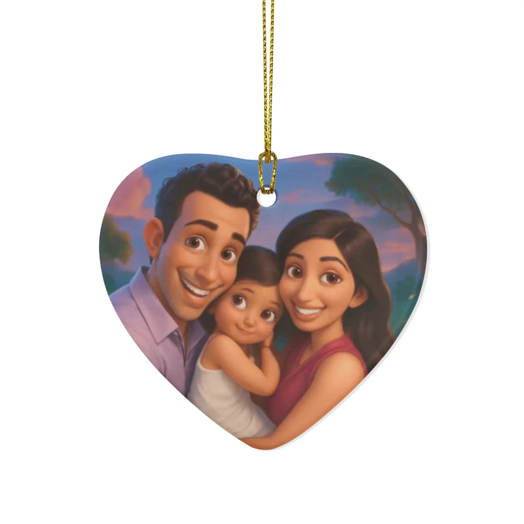 Custom Fairy-Tale Storybook Style Portrait Ornament - Ceramic, Glass, Pewter - Circle or Heart - ART-ORN883.1