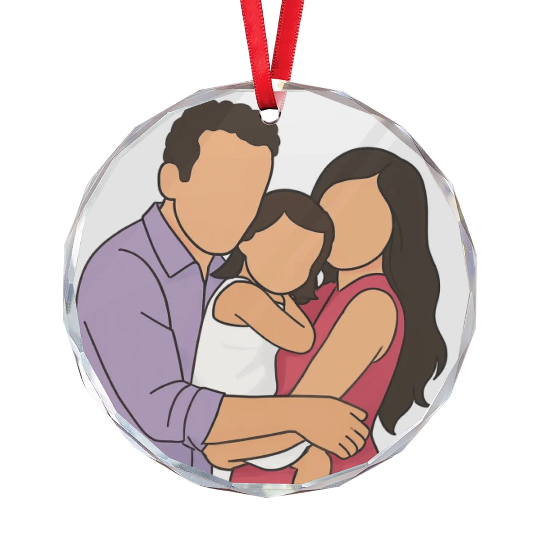 Custom Line Art Faceless Portrait Ornament - Ceramic, Glass, Pewter - Circle or Heart - ART-ORN883.14