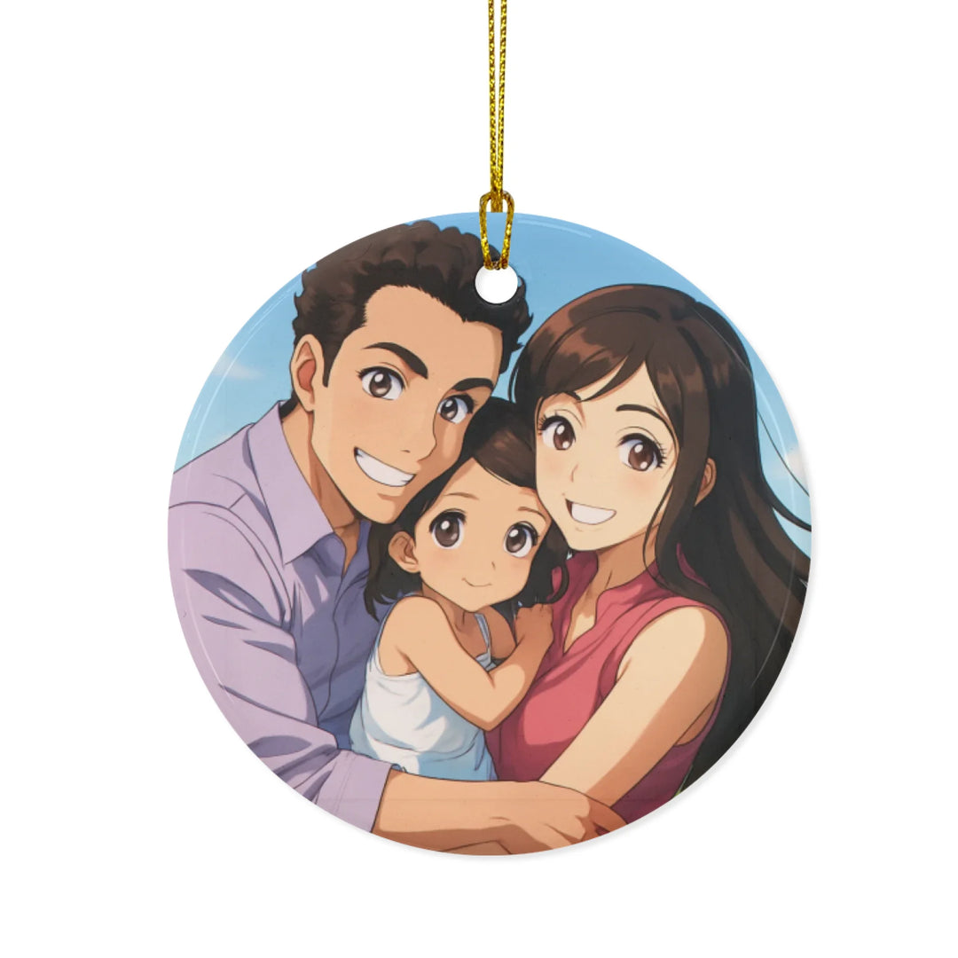 Custom Modern Anime Portrait Ornament - Ceramic, Glass, Pewter - Circle or Heart - ART-ORN883.7