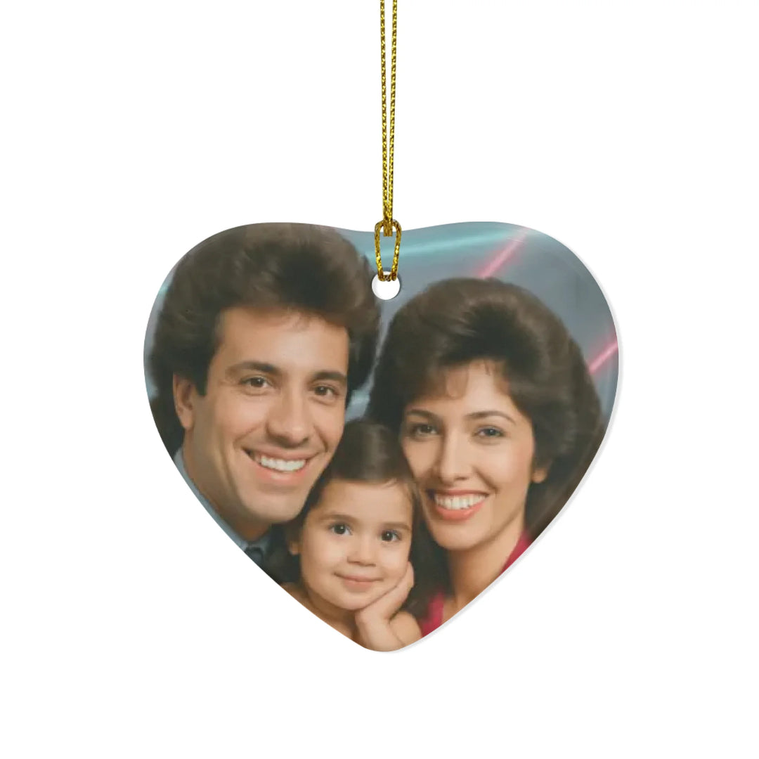 Custom Retro ’80s Pop Art Portrait Ornament - Ceramic, Glass, Pewter - Circle or Heart - ART-ORN883.6