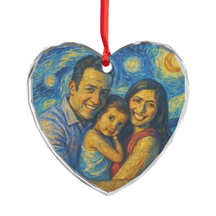 Custom Starry Expressionist Portrait Ornament - Ceramic, Glass, Pewter - Circle or Heart - ART-ORN883.11