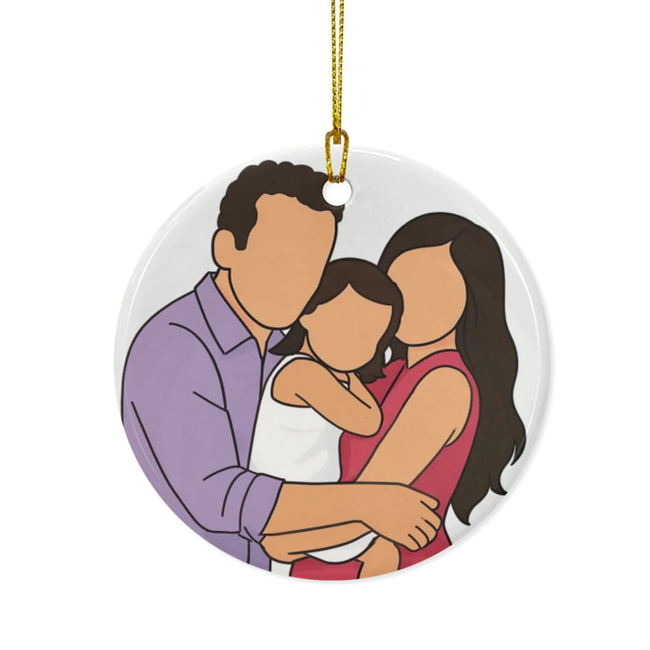 Custom Line Art Faceless Portrait Ornament - Ceramic, Glass, Pewter - Circle or Heart - ART-ORN883.14