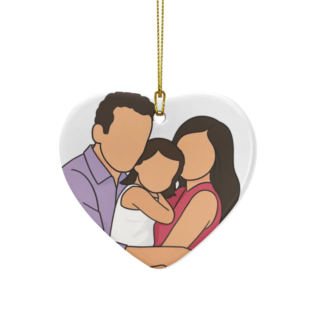 Custom Line Art Faceless Portrait Ornament - Ceramic, Glass, Pewter - Circle or Heart - ART-ORN883.14