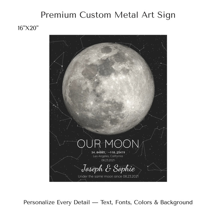 Custom Moon Phase & Star Map Wall Art -16x20 metal art sign-ARTFULANE
