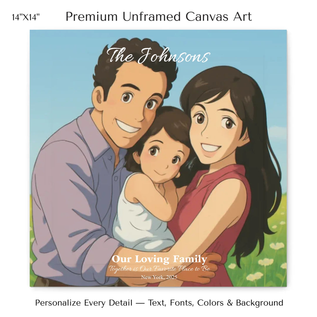 Personalized star map wall art with customizable background, title, names, date, location, and coordinates - 14x14 stretched canvas-ARTFULANE