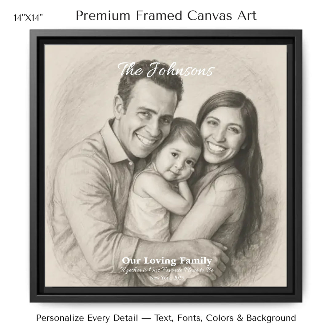 Personalized star map wall art with customizable background, title, names, date, location, and coordinates - 14x14 framed canvas-ARTFULANE