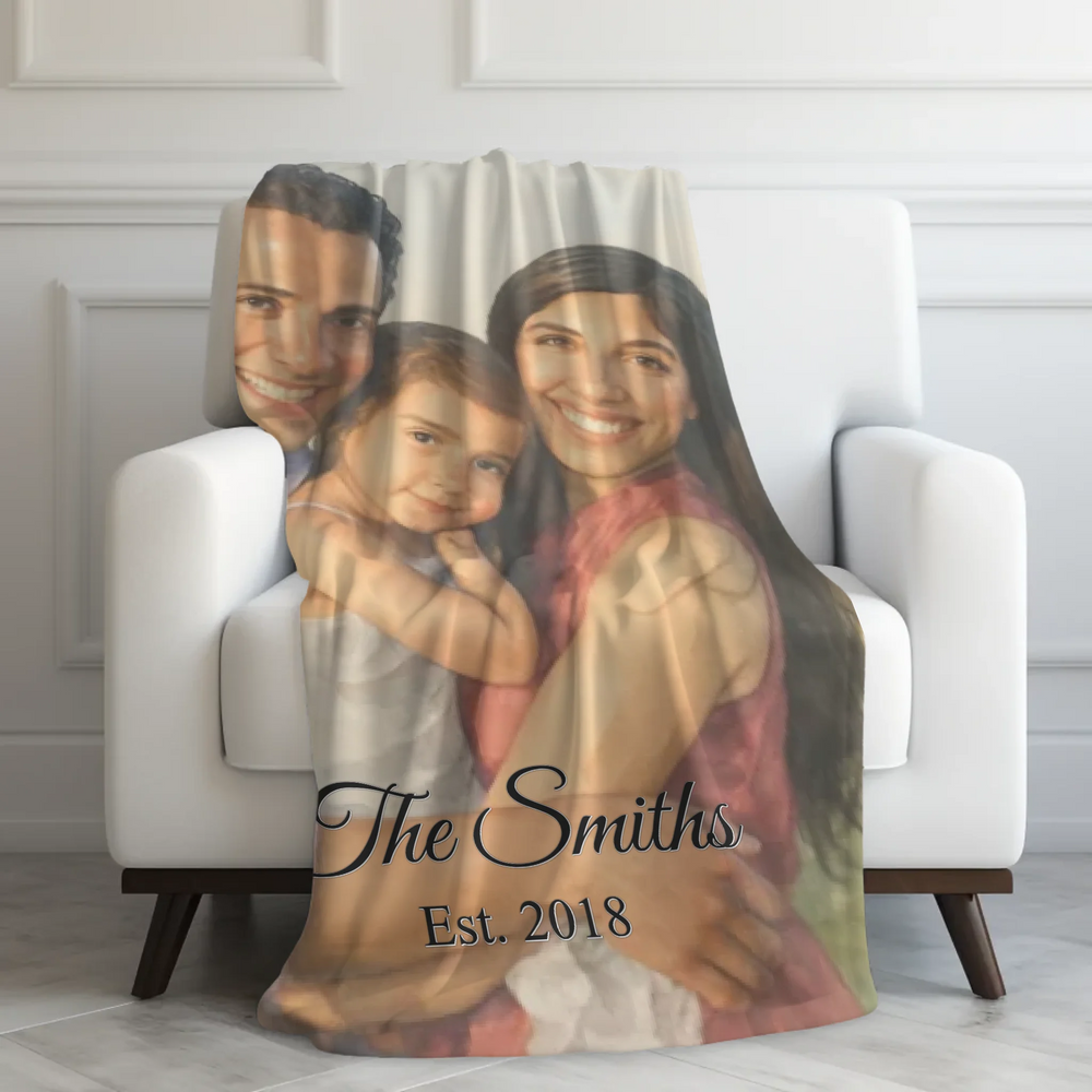 Custom-Watercolor-Birth-Month-Flower-Garden-velveteen-Blanket-on-chair-artfulane