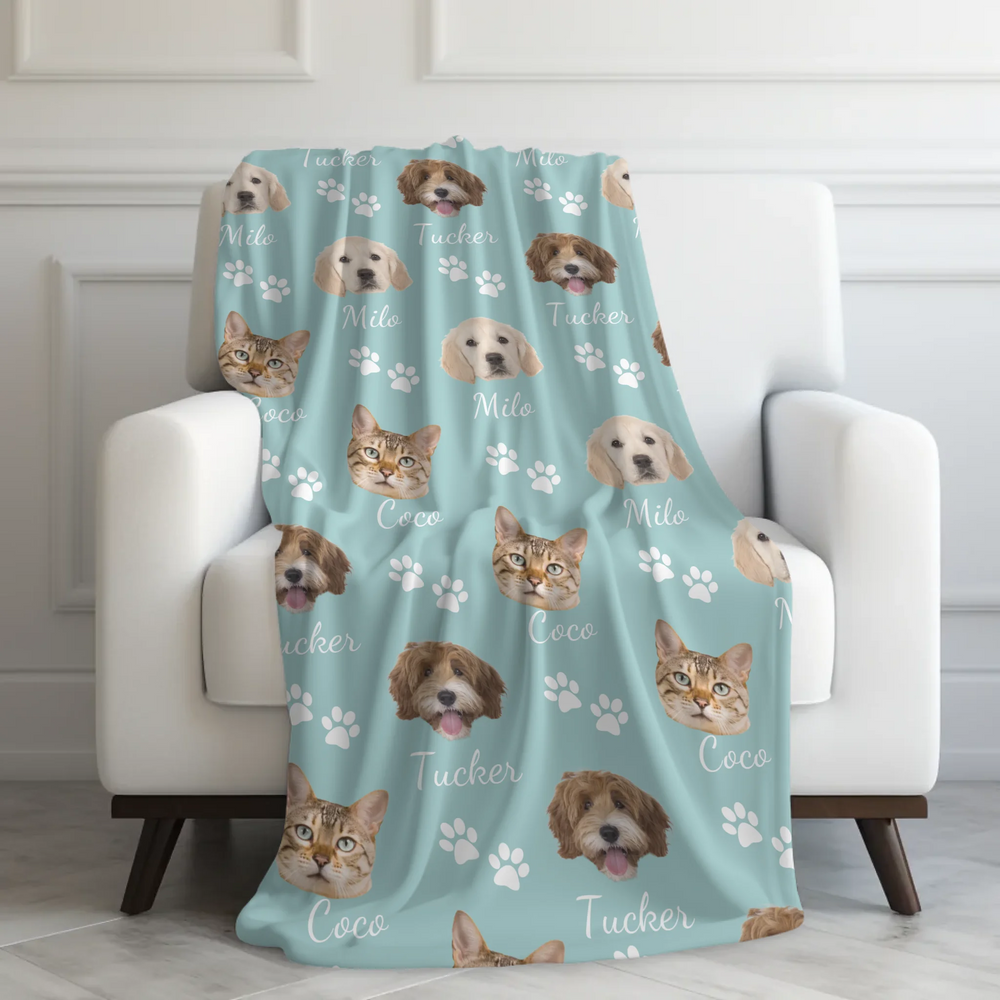 Custom-Watercolor-Birth-Month-Flower-Garden-velveteen-Blanket-on-chair-artfulane