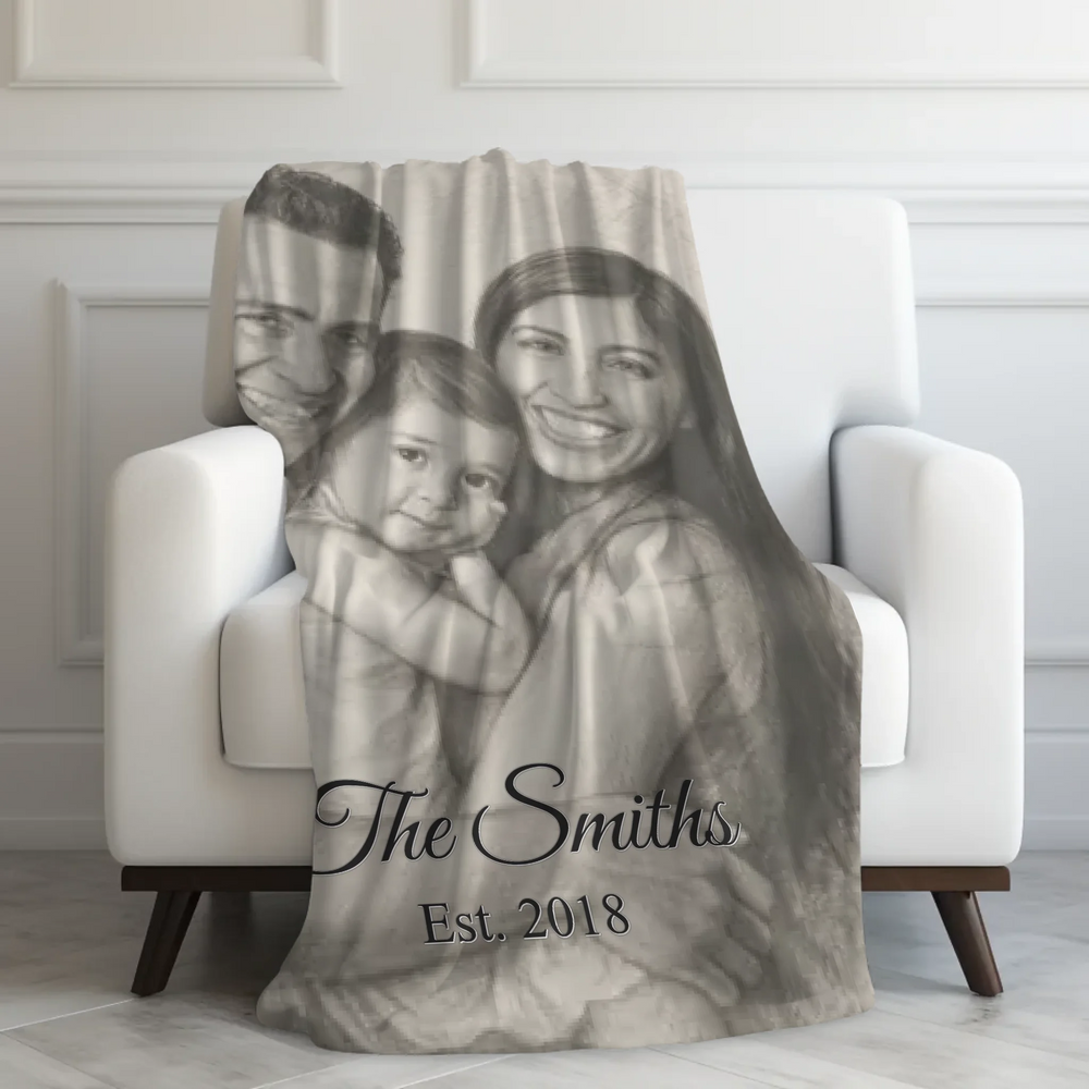 Custom-Watercolor-Birth-Month-Flower-Garden-velveteen-Blanket-on-chair-artfulane