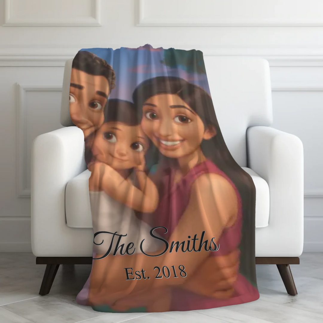 Custom-Watercolor-Birth-Month-Flower-Garden-velveteen-Blanket-on-chair-artfulane