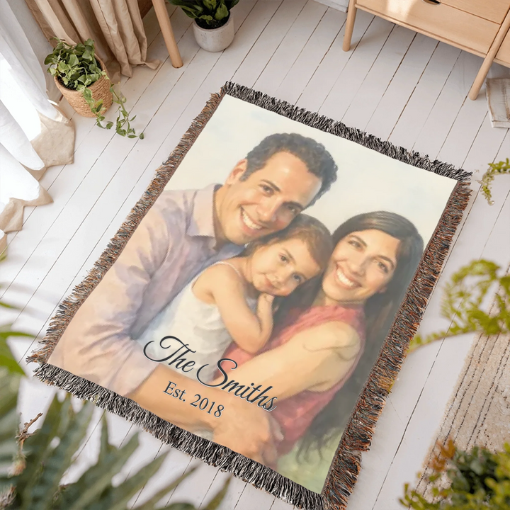 Heirloom Woven Blanket In Room-ARTFULANE