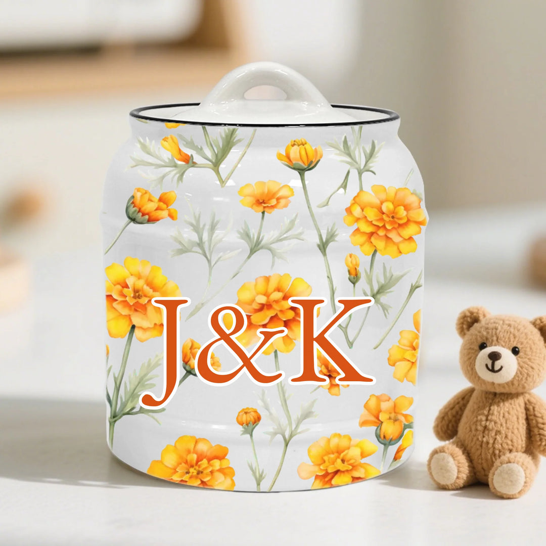 Custom Birth Month Flower Ceramic Cookie Jar - ART-CJR881.21