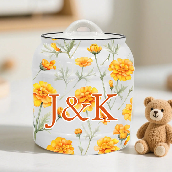 Custom Birth Month Flower Ceramic Cookie Jar - ART-CJR881.21