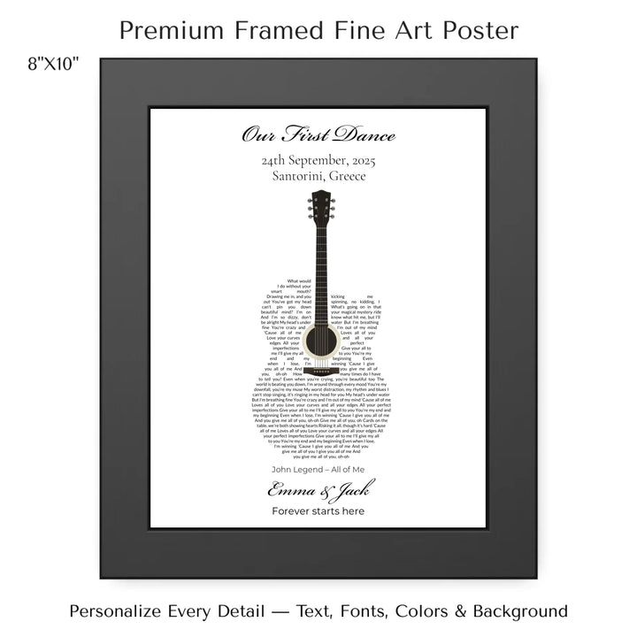 Custom Heart Song Lyrics Wall Art personalized with song lyrics in heart shape-8x10 framed poster-ARTFULANE