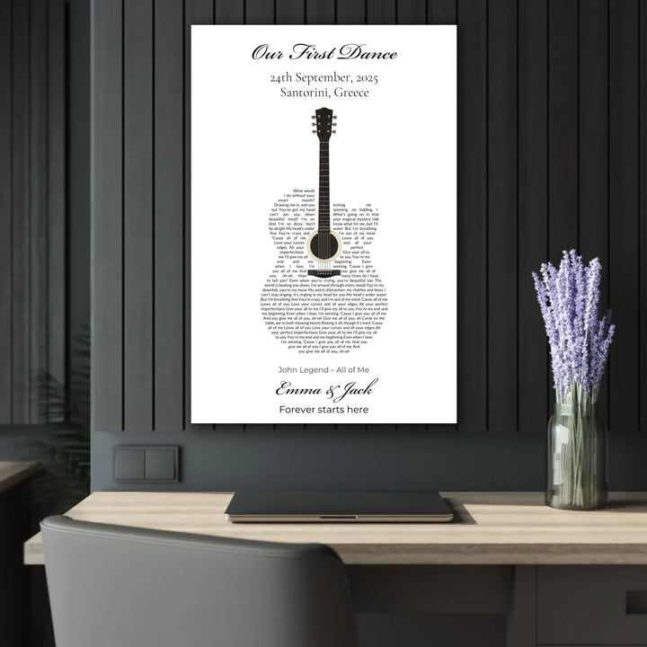 Custom Heart Song Lyrics Wall Art personalized with song lyrics in heart shape-ARTFULANE