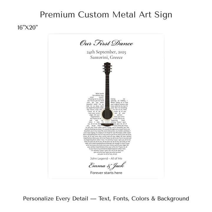 Custom Heart Song Lyrics Wall Art personalized with song lyrics in heart shape-16x20 metal art sign-ARTFULANE