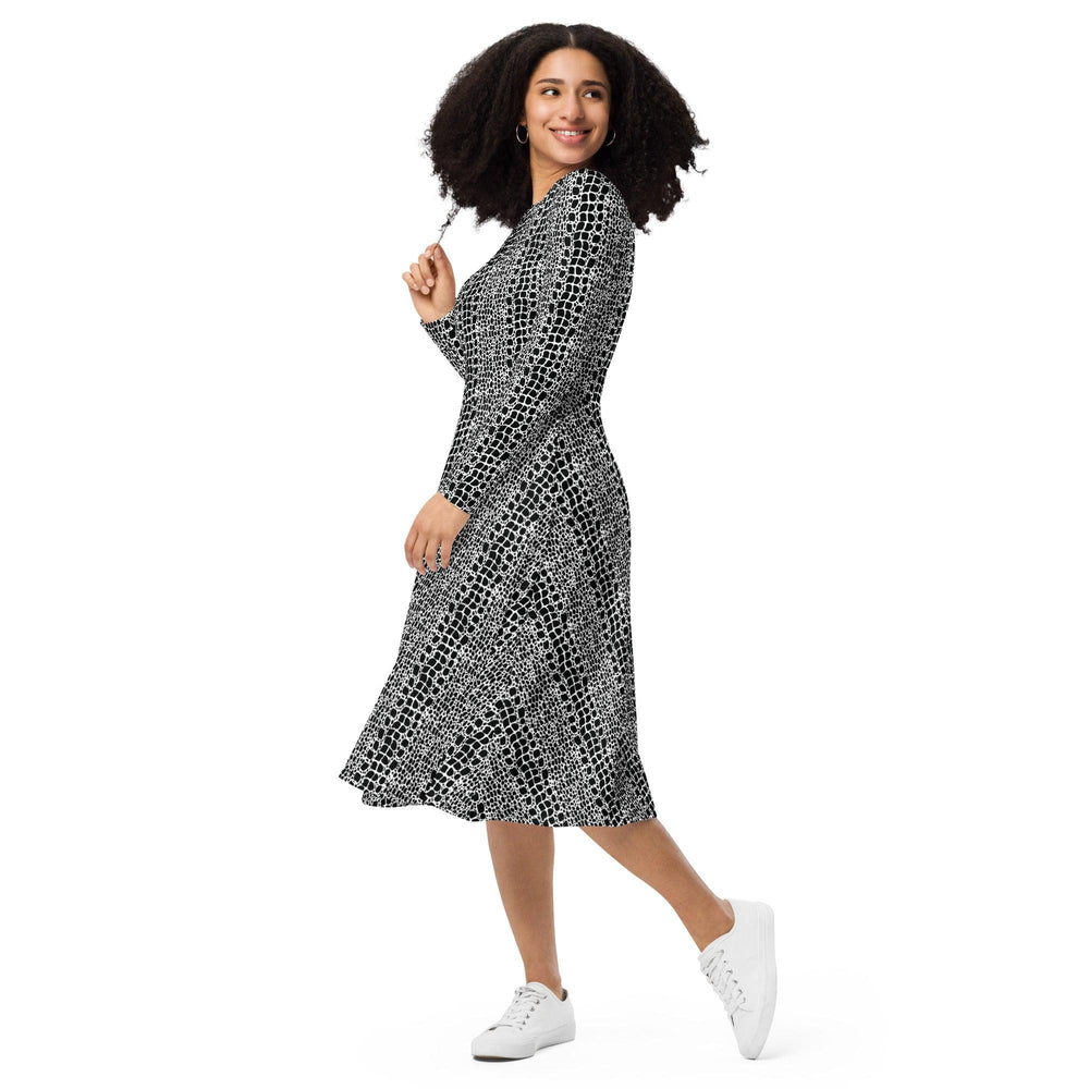 Black Crocodile Midi Dress - ARTFULANE