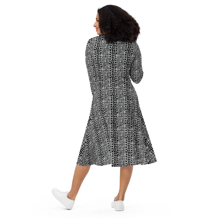 Black Crocodile Midi Dress - ARTFULANE