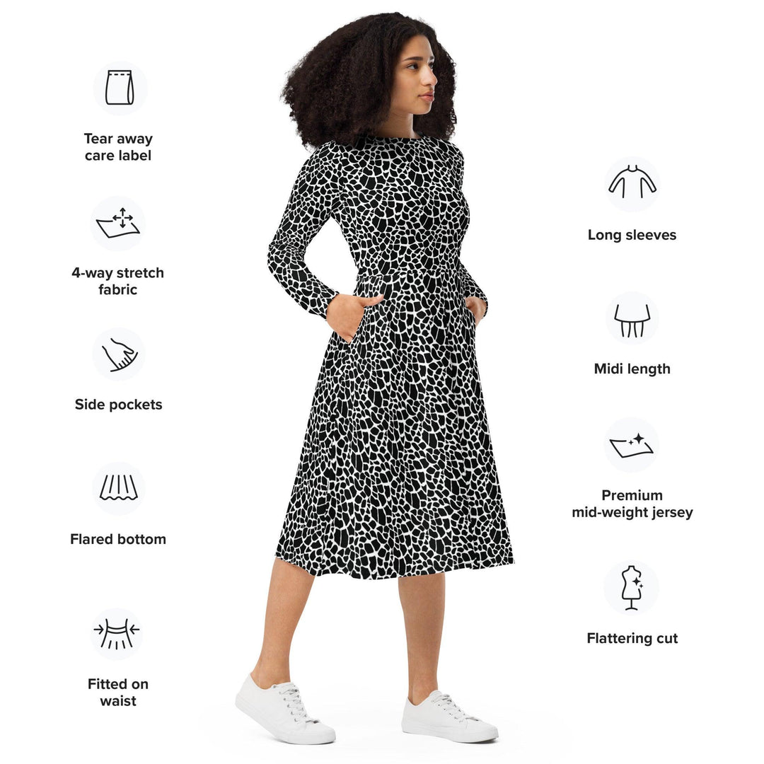 Black Giraffe Midi Dress - ARTFULANE
