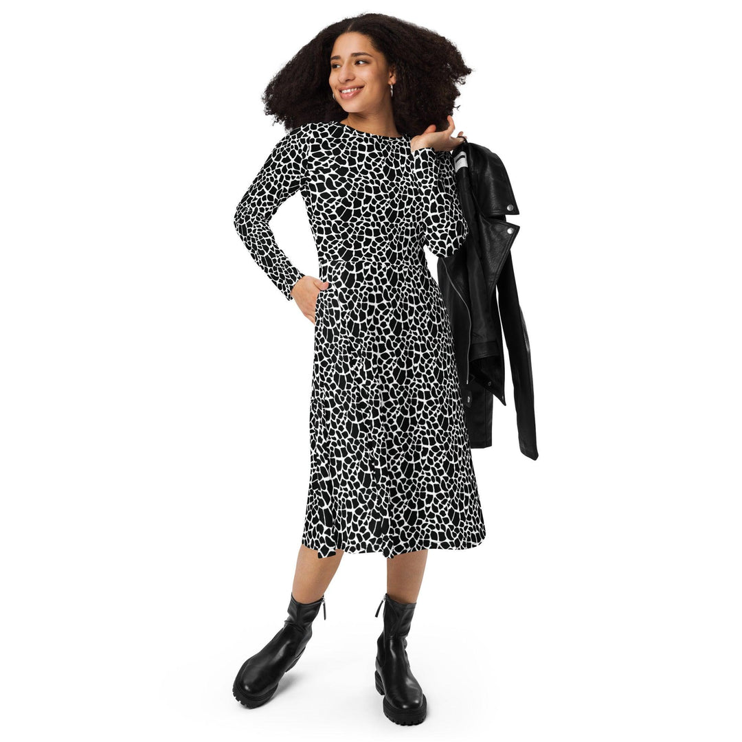 Black Giraffe Midi Dress - ARTFULANE