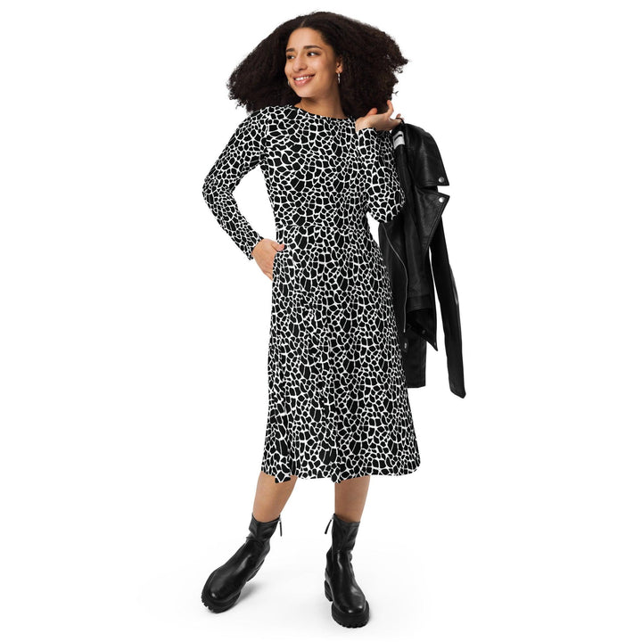 Black Giraffe Midi Dress - ARTFULANE