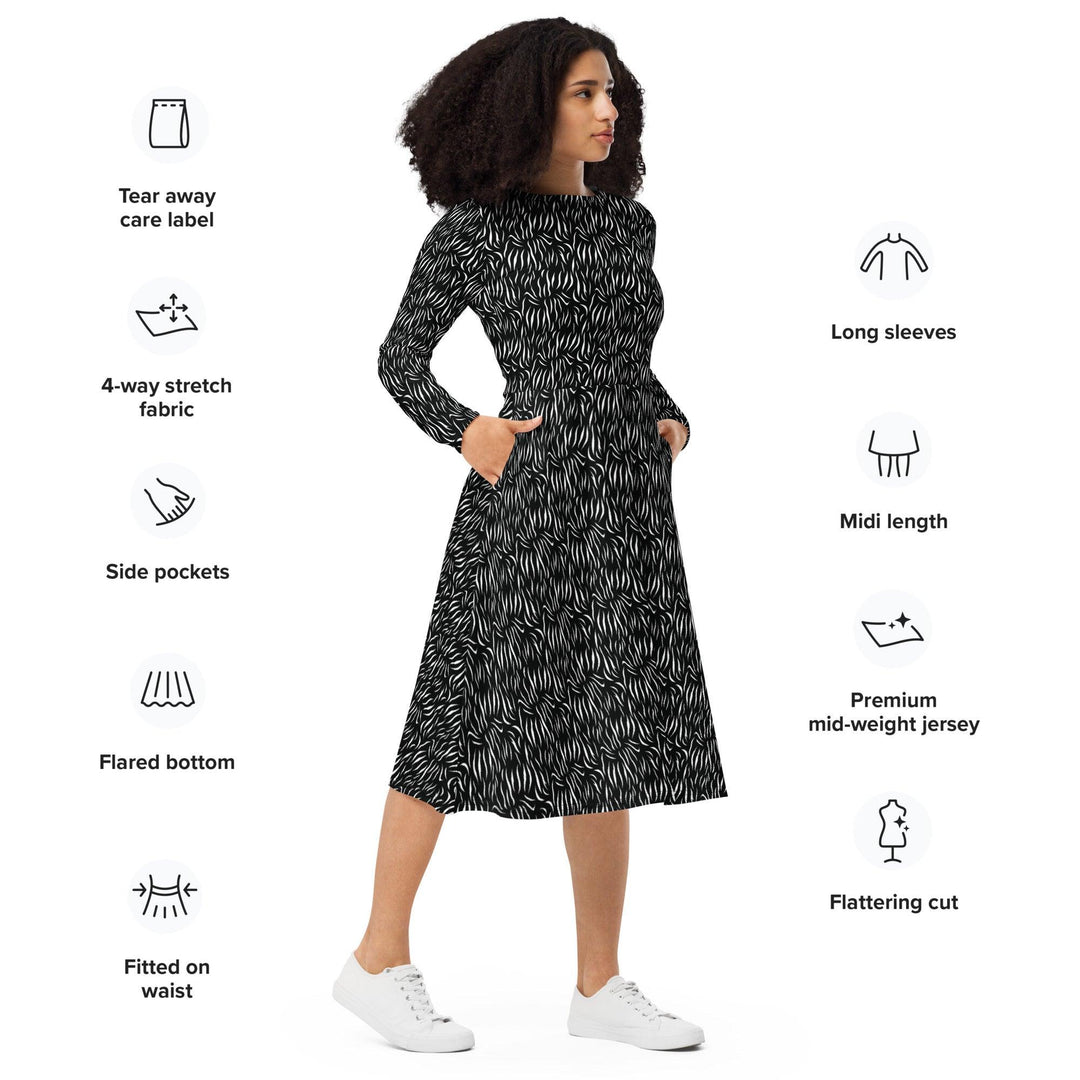 Black Tiger Midi Dress - ARTFULANE