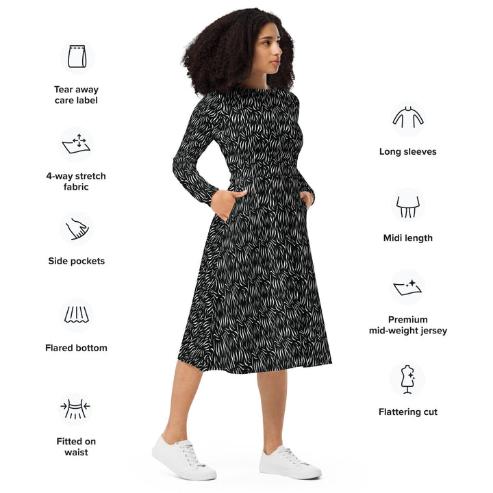 Black Tiger Midi Dress - ARTFULANE