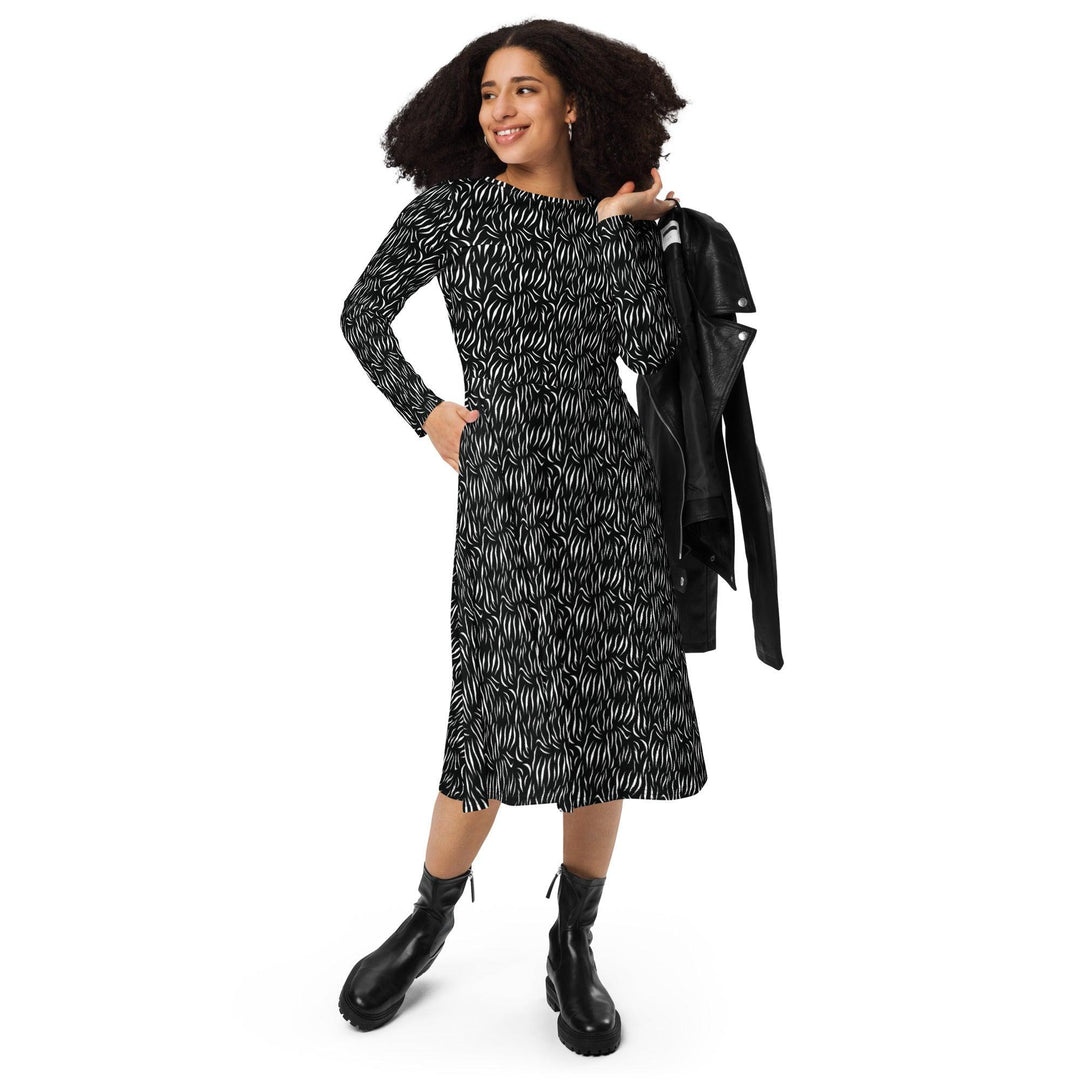 Black Tiger Midi Dress - ARTFULANE