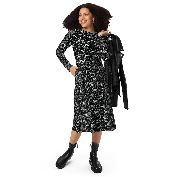 Black Tiger Midi Dress - ARTFULANE