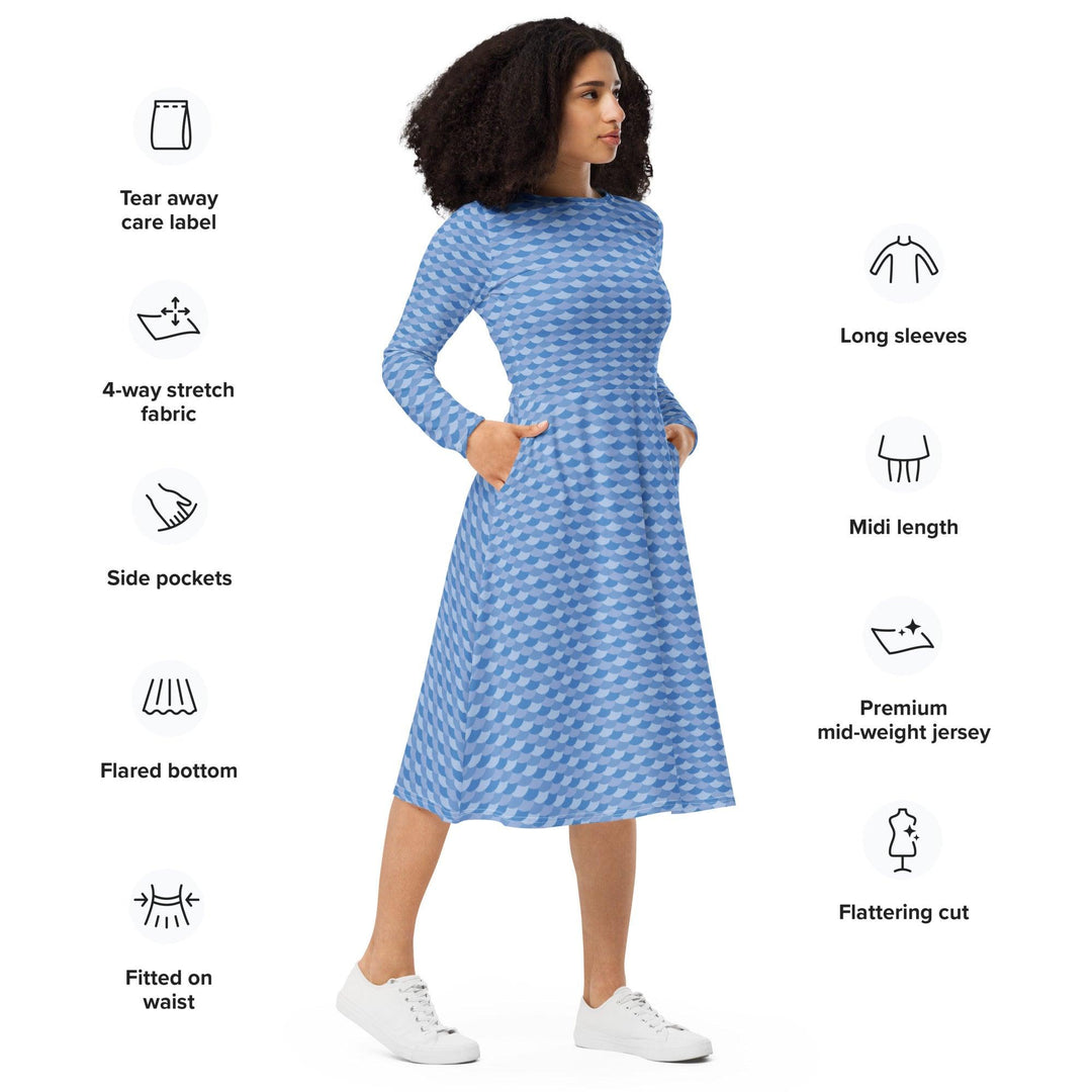 Blue Shells Midi Dress - ARTFULANE