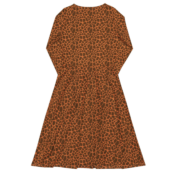 Brown Giraffe Midi Dress - ARTFULANE