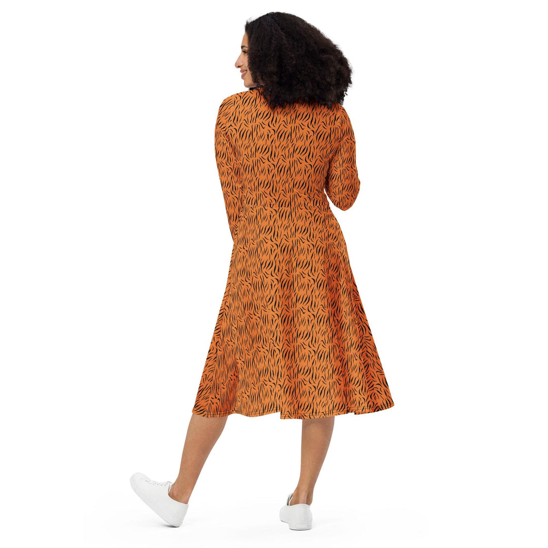 Brown Tiger Midi Dress - ARTFULANE