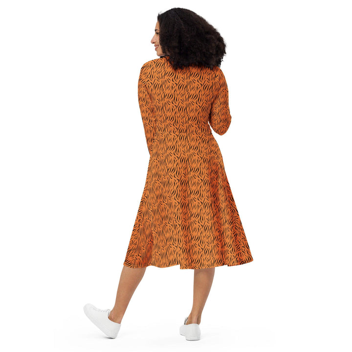 Brown Tiger Midi Dress - ARTFULANE