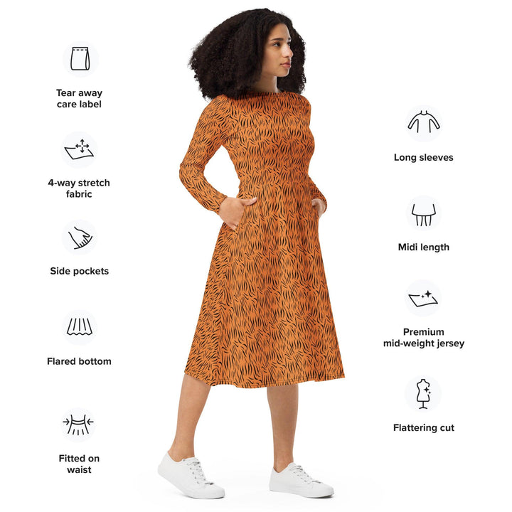 Brown Tiger Midi Dress - ARTFULANE