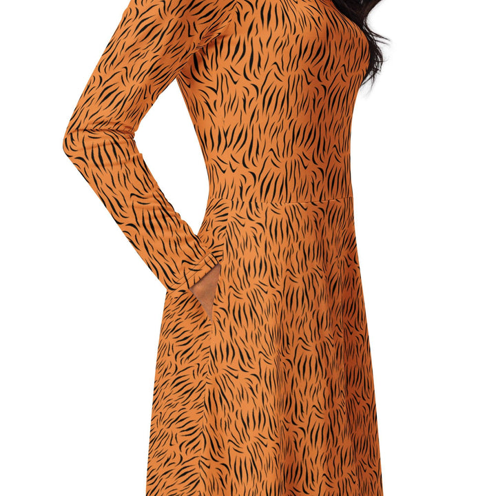 Brown Tiger Midi Dress - ARTFULANE