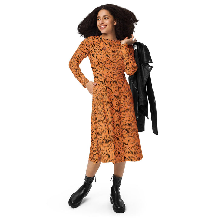 Brown Tiger Midi Dress - ARTFULANE