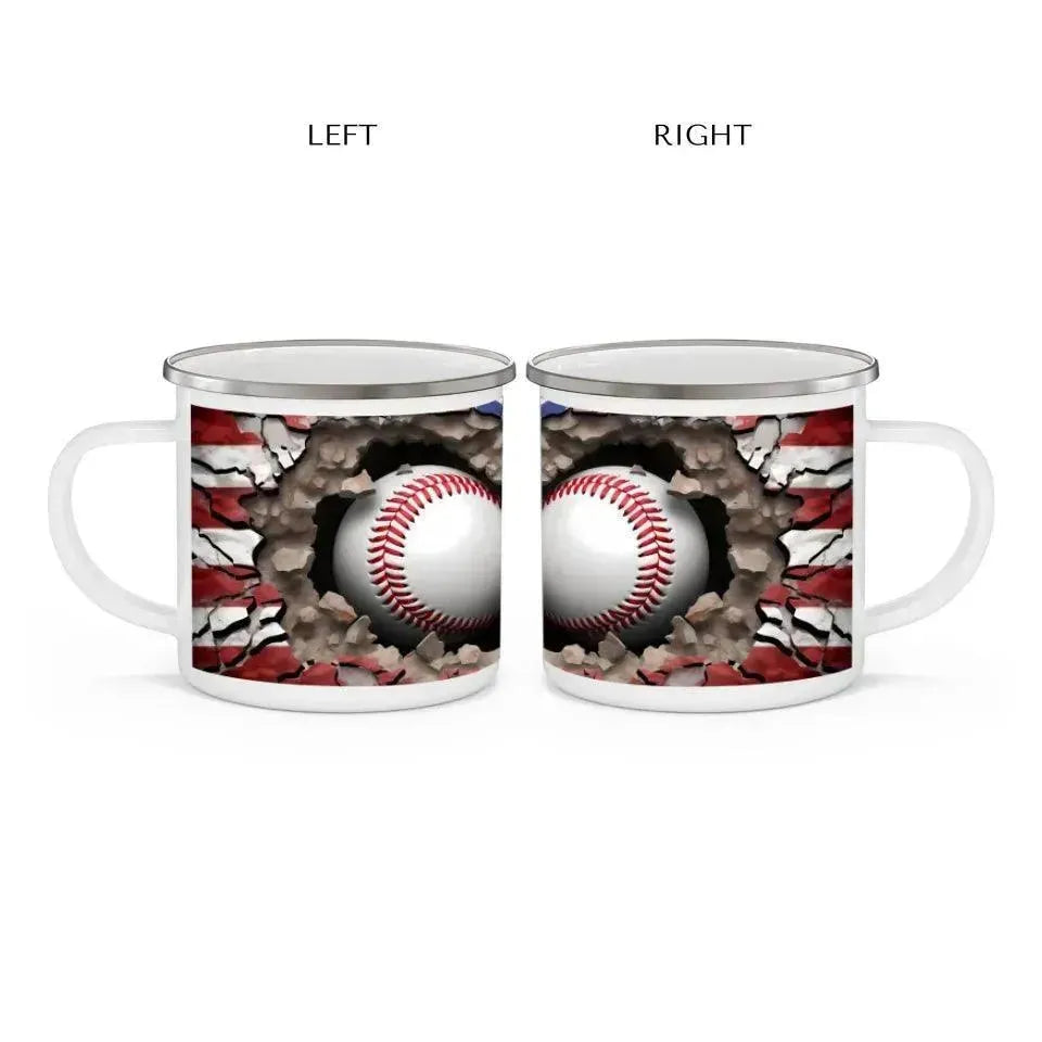 Custom 3D Baseball American Flag Mug - ARTFULANE
